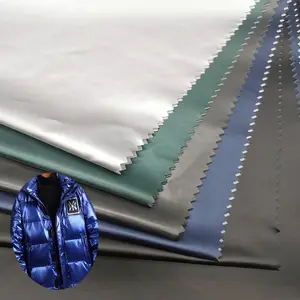 Wash Gratis 100% Polyester Licht Glanzend Pu Oppervlak Pongee Stof Voor Puffer Saunapakken Parka Regenjas