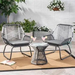 High Quality Rope Hotel Outdoor Furniture Garden Cafe Chair Woven 5 Star Metal Aluminum Modern Garden Set Luxury Furniture