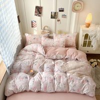 Nouvel ensemble de literie super doux 2026 en microfibre lavée à motif floral imprimé, comprenant housse de couette et drap.