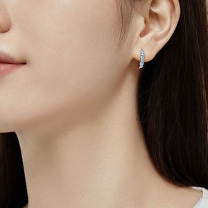 Dylam Stylish 925 Sterling <b>Silver</b> Rhodium Plated Twisted Blue Diamond Marquise Sapphire 5A Cubic Zirconia Jewelry <b>Hoop</b> Earrings - Product Image 3