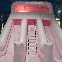 Toboggan gonflable rose haut de gamme avec piscine pour fête en plein air, personnalisable OEM