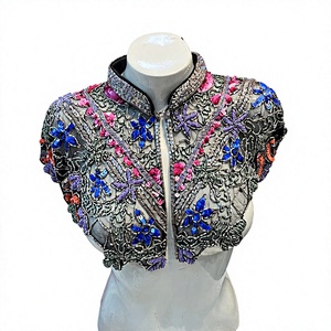 Women's Black Cotton Beaded <b>Fringe</b> Stage Dance <b>Top</b> Performance Wear Adult Tribal Style - Product Image 1
