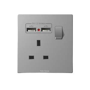 Panel de Interruptores Eléctricos Táctiles de Alta Calidad, 2 Tomas de Corriente, 1 Grupo, Resistente al Fuego, PC IP20, 2 Puertos USB-A y 2 Puertos USB-C - Product Image 1
