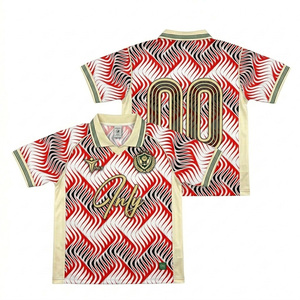 Maillots de football vintage personnalisables en maille respirante, style streetwear, col polo classique, séchage rapide - Product Image 1