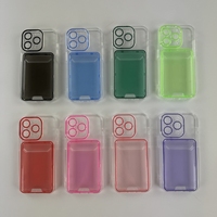 Nouveau petit frais gelée couleur transparente deux-en-un porte-carte étui de protection pour iPhone 16 Pro Max 15 14 13 12 11 couverture arrière
