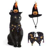 Ensemble de costumes d'Halloween pour animaux de compagnie : collier pour chat et chapeau citrouille en tissu non tissé, accessoires de décoration de fête, fabriqué à Yiwu
