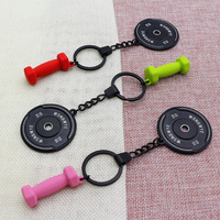 Mini haltère personnalisé designer affaires enduit haltère caoutchouc béton poids plaque vie fitness haltère ensemble porte-clés