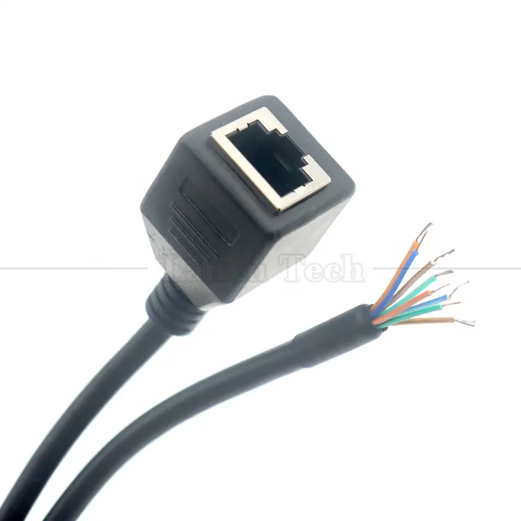 Female RJ45 Jack Socket to Open Tinned Soldering 8 Wires Bare End Pigtail Ethernet Network Patch Lan Cable