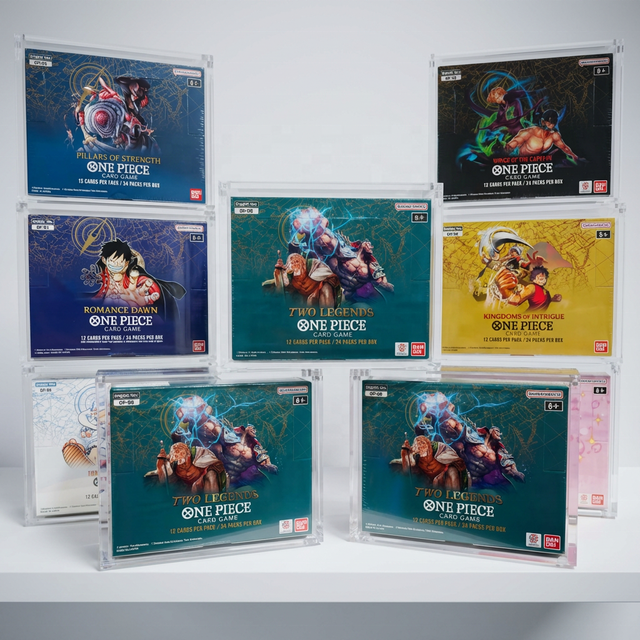OP01 - OP15 UV-resistant One Piece Booster Box Protector Display Acryl Cards Game Perfect Fit English Magnetic Lid Acrylic Case