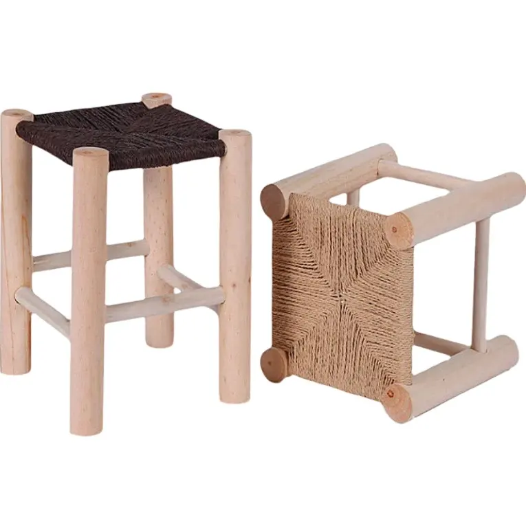 عالية الجودة رخيصة النمط الصيني خشب متين المنسوجة يدويا الروطان البراز كرسي