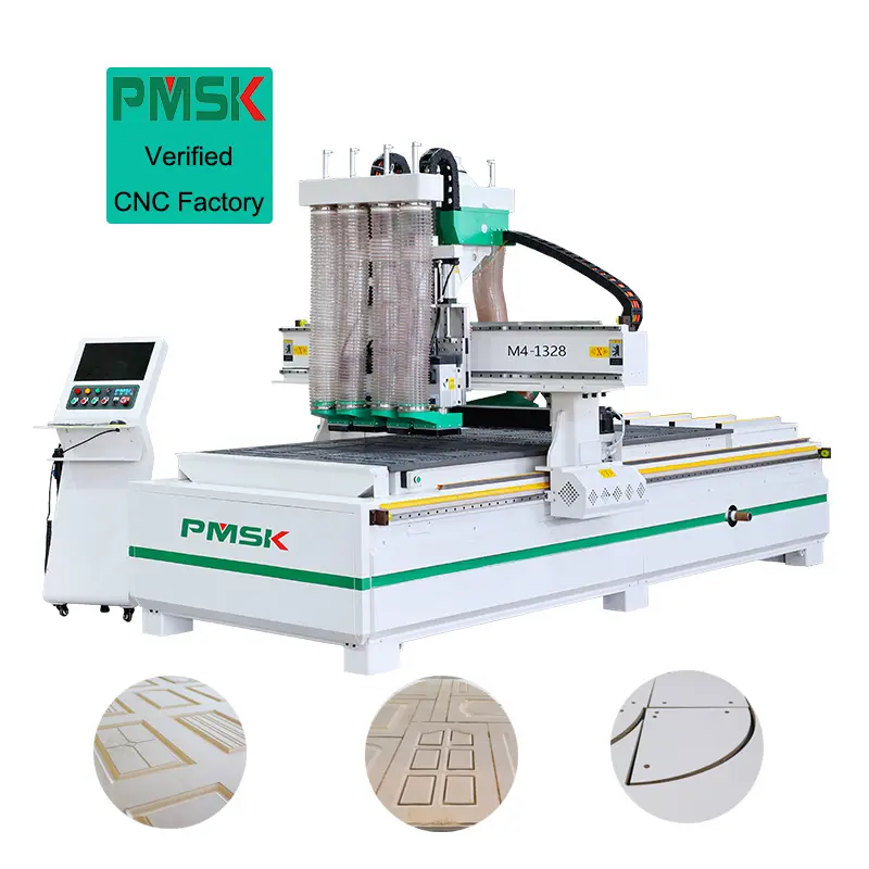 PMSK 4 kafaları Cnc ahşap öğütme makinesi 4 mili ahşap 1325 Cnc Router