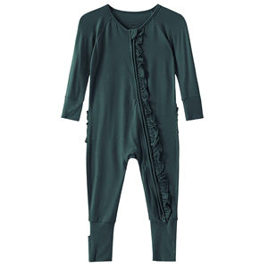 Tessuto personalizzato OEM Bamboo Baby Boys Girls Footless in viscosa di bambù Zippy tute da notte <span class=keywords><strong>tutina</strong></span> un pezzo con volant per 0-2 anni - Product Image 3