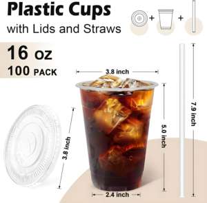 8oz 10 12 16 24 32 oz cetak kustom Logo PP Pet Sealing Film makanan penutup kopi sekali pakai gelas plastik bening dengan tutup - Product Image 2