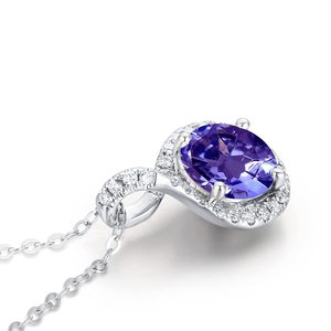 Angara Natural Tanzanite Solitaire Anhänger Halskette für Frauen Mädchen aus 14 Karat massivem Gold Platin - Product Image 1
