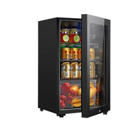 Mini refrigerador de hotel de tres capas, refrigerador de exhibición de encimera, Enfriador de botellas de 90L, Enfriador de bebidas