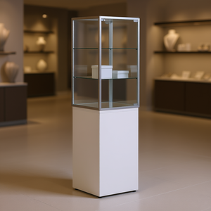 Vitrina con Marco de Aluminio Blanco 43x43x177 cm con Vidrio Templado y Estantes de Altura Ajustable - Product Image 3