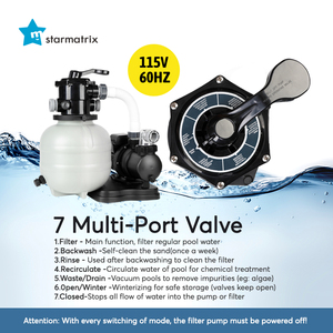 Filtre à sable <span class=keywords><strong>pour</strong></span> <span class=keywords><strong>piscine</strong></span> en plastique Starmatrix 15 pouces avec pompe 1/2HP et minuterie à 7 voies, capacité du réservoir de 5,3 gallons - Product Image 6