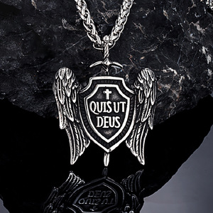 Collar con Colgante de San Miguel Arcángel con Espada y Escudo, Cadena de Acero Inoxidable, Joyería Religiosa Protectora para Hombre - Product Image 1