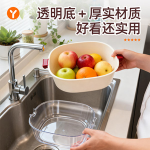 Double Layer Vegetable Washing Basin <b>Drain</b> <b>Basket</b> With Handles For Kitchen Fruit And Veggie Storage And Drainage - Product Image 3