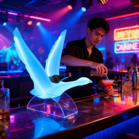 Présentoir Coulissant en Plastique pour Bouteille de Vodka, Forme Oiseau/Oie, avec Logo Personnalisé, LED Blanche/Gris, Épaisseur 2mm