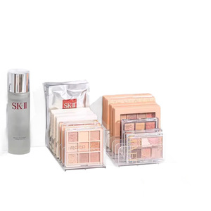 Boîte de rangement transparente pour palette de fards à paupières, organisateur de maquillage à 1 couche pour le rangement des cosmétiques sur le bureau avec séparateurs - Product Image 5