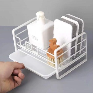 Stainless Steel Standing Type Double Tier Modern Kitchen Sponge Drain <b>Rack</b> for Household Sink Countertop Towel Storage - Product Image 3