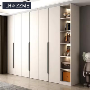 <strong>Wooden</strong> L-Shaped Corner Bedroom <strong>Wardrobe</strong> with LED Light Glass Doors Modern Italian Design Wall Mount Hotel Use 5-Year Warranty - Product Image 1