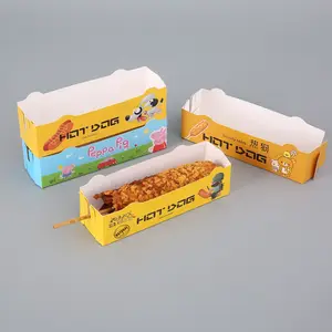 Hot Dog Packaging High Quality Foldable White Cardboard Hot Dog Box Brown Hot Dog Carton