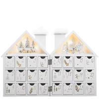 Calendrier de l'Avent de bureau en bois en forme de maison, ornement lumineux LED, décoration de Noël, compte à rebours de 24 jours, vente chaude