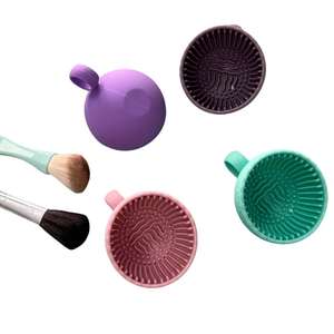 <b>Makeup</b> Brush Cleaner Folding Powder Puff Cleaning Bowl Eyeshadow Brushes Wash Clean Mat Beauty Tools Soft Silicone Scrubber <b>Box</b> - Product Image 1