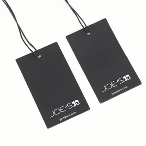 Custom Coated Paper Label Tags Black Fashion Swing Hangtags Clothing Gold Foil Hang Tag