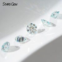 Moissanite synthétique Starsgem 3mm-10mm VS VVS, couleur bleu clair, taille brillant rond, pierres précieuses en promotion
