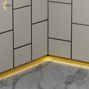 Battiscopa a LED in alluminio nero con battiscopa a muro con illuminazione a muro accessori per pavimenti in strisce di profilo in alluminio - Product Image 2