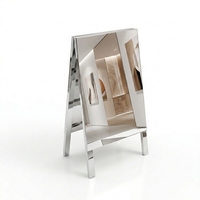 Panneau publicitaire de luxe en acier inoxydable poli miroir, double face, pour extérieur, type A-frame, pour trottoir, pour vitrine de magasin