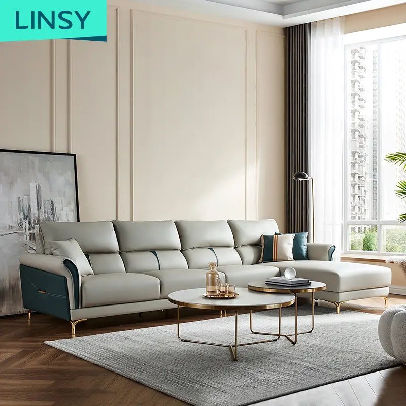 Linsy 고품질 직물 L 모양 소파 세트 가구 현대 미니멀리즘 거실 가구 거실 코너 소파 S218