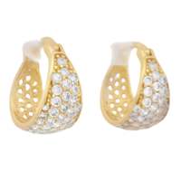 Pendientes de Aro de Oro de 14K con Zirconia, Estilo Bohemio, Engastados en Bisel, Venta al por Mayor, Modernos, con Zirconia Baguette y Redonda Pequeña, Joyería para Boda, Regalo para Él y Ella, para Mujer