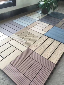 Dalles de <span class=keywords><strong>sol</strong></span> extérieures en WPC à emboîtement, base noire, surface gris teck, économiques, anti-pourriture, pour bricolage - Product Image 1