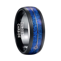 Blauer und schwarzer Wolfram karbid ring Schwarz gebürsteter Blank Center Herren ring Modeschmuck