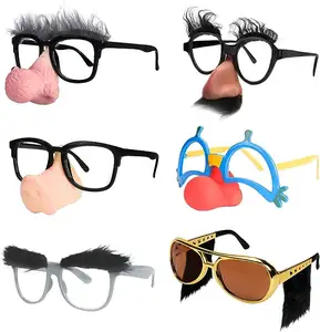 Funny Disguise Glasses Novelty Clown Eyewear with Soft Nose for Halloween Eyebrows Party Favors