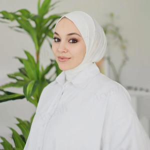 Hot Selling Women Muslim Instant <strong>Hijab</strong> Custom Logo Solid Color Islamic Women Instant Hijabs Headscarf for Muslim - Product Image 5