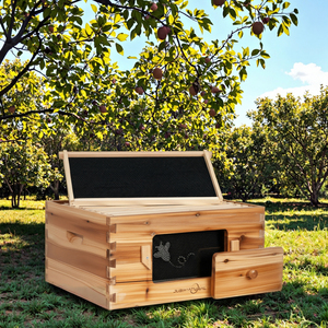 新しいJubiNatural BE-D初心者向けエコフレンドリー養蜂箱コンプリートセット簡単設置ラングストロスシステム完全蜜蝋コーティング - Product Image 1