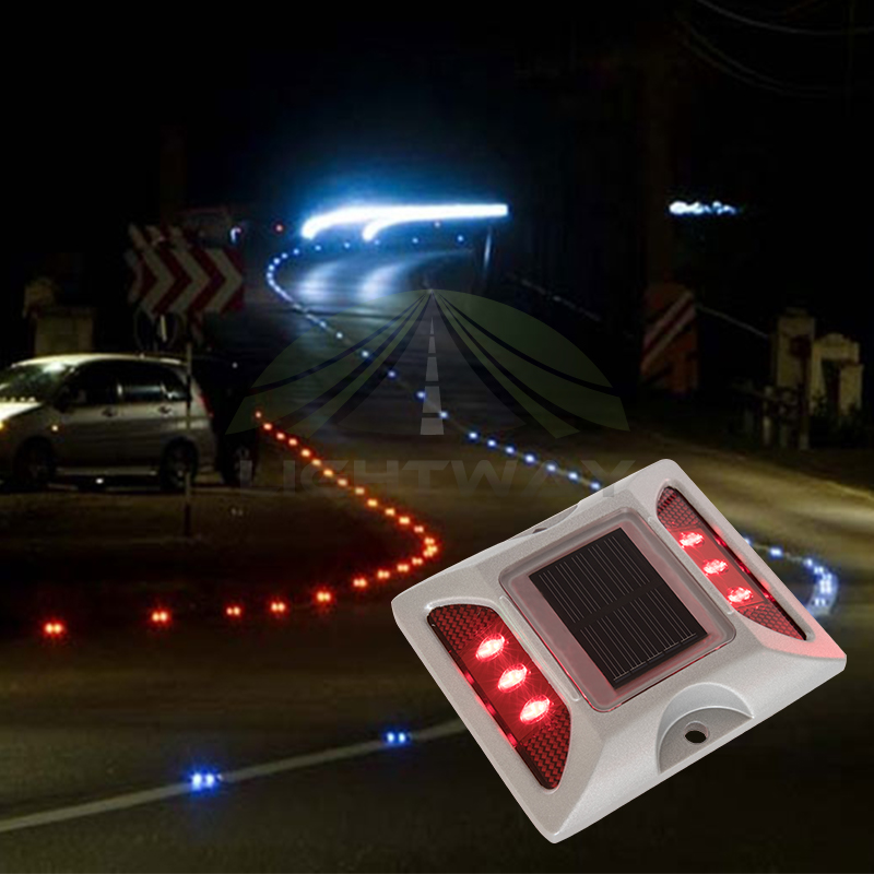 Литая алюминиевая 6 светодиодная мигающая/постоянная Солнечная Дорожная Шпилька, светодиодная алюминиевая Солнечная Дорожная шпилька кошачий глаз