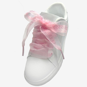 WEGOODZF Cordones de satén planos personalizados de alta calidad de 2.5 CM de ancho, de hilo de nieve, para zapatillas casuales de mujer, de lona y poliéster, semirrígidos - Product Image 6