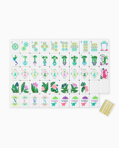 <span class=keywords><strong>Jeu</strong></span> <span class=keywords><strong>de</strong></span> Mahjong Américain Personnalisé en Bambou Rayé Palm Royale, Luxe Gravé, 4 Couches, 160 Tuiles, avec Supports et Poussoir - Product Image 1