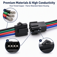Connecteur de câble SM 4 broches 2,54 mm mâle-femelle 22AWG 15 cm avec câble en cuivre étamé à déconnexion rapide pour bande LED RGB