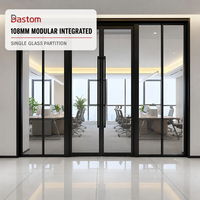 Cloison Modulaire Intégrée en Verre Simple de 108 mm Certifiée Sécurité pour Banques, Bibliothèques et Bureaux