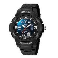 Jam Tangan Digital Smael 1912 Layar LED Jam Tangan Pria Olahraga Dial Besar Tahan Air Jam Tangan Mewah Fashion Pria Kuarsa Analog