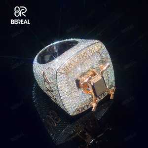 แหวนฮิปฮอปโมอิสซาไนท์พร้อมสายผ่านเพชรสำหรับโดรน925เครื่องทดสอบเพชรแบบกลมประดับเพชรเม็ดสีเงินดีไซน์ใหม่ - Product Image 2