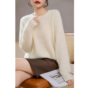 Maglione comodo a girocollo da <span class=keywords><strong>donna</strong></span> in tinta unita Casual maglieria quotidiana da <span class=keywords><strong>donna</strong></span> - Product Image 6