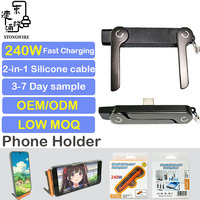 Cable de Carga Rápida USB Tipo-C de 240W, Aleación de Zinc, Soporte Giratorio de 360°, Funda de Silicona Suave, Conductor de Cobre Puro, para Computadora y Cámara